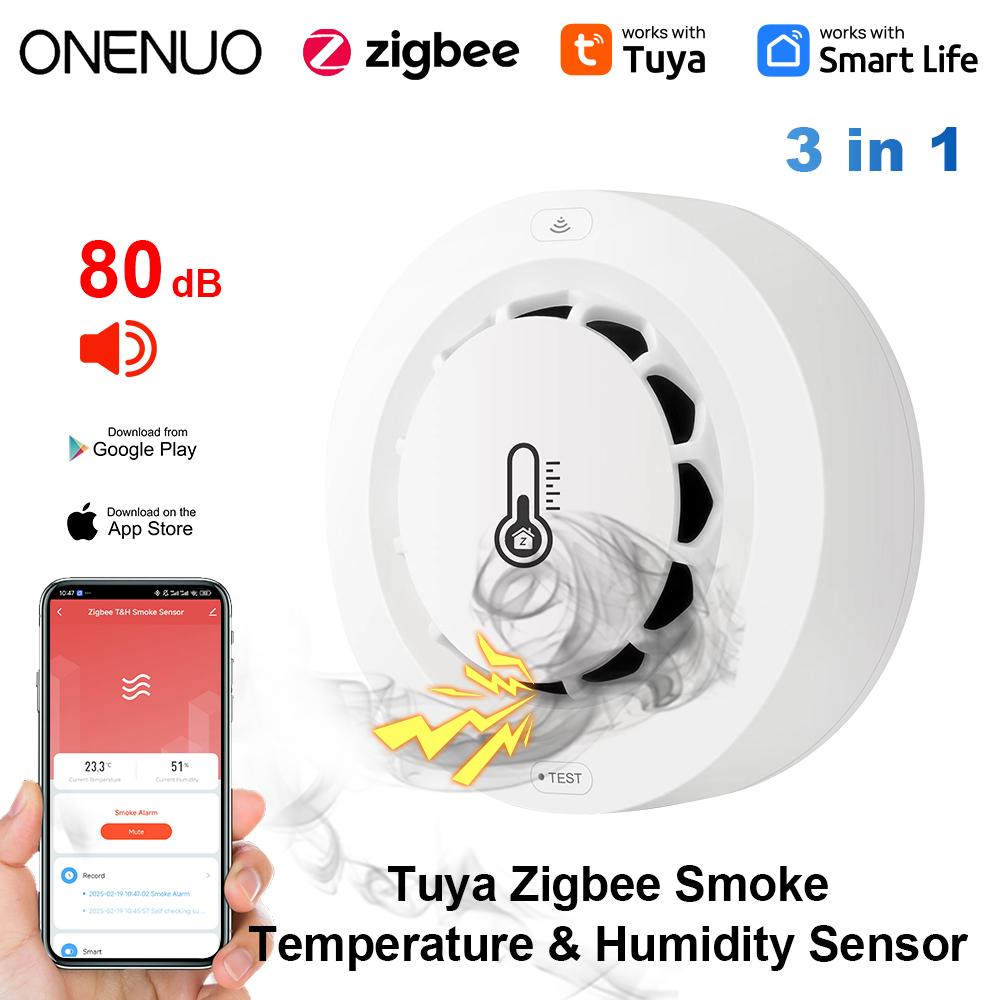 Tuya Zigbee BT dwa połączenia  – Smoke Detector Interconnected recenzja i cena