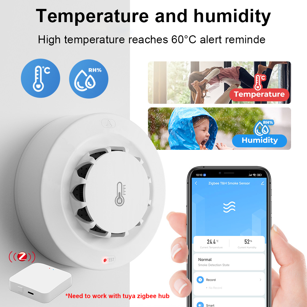 Tuya Zigbee BT dwa połączenia  – Smoke Detector Interconnected recenzja i cena